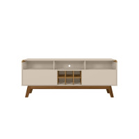 Manhattan Comfort 246BMC12 Camberly 62.99 TV Stand with 5 Shelves and Wine Storage in Off White and Cinnamon